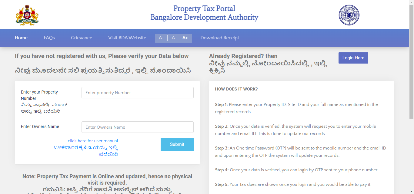 BDA Property Tax